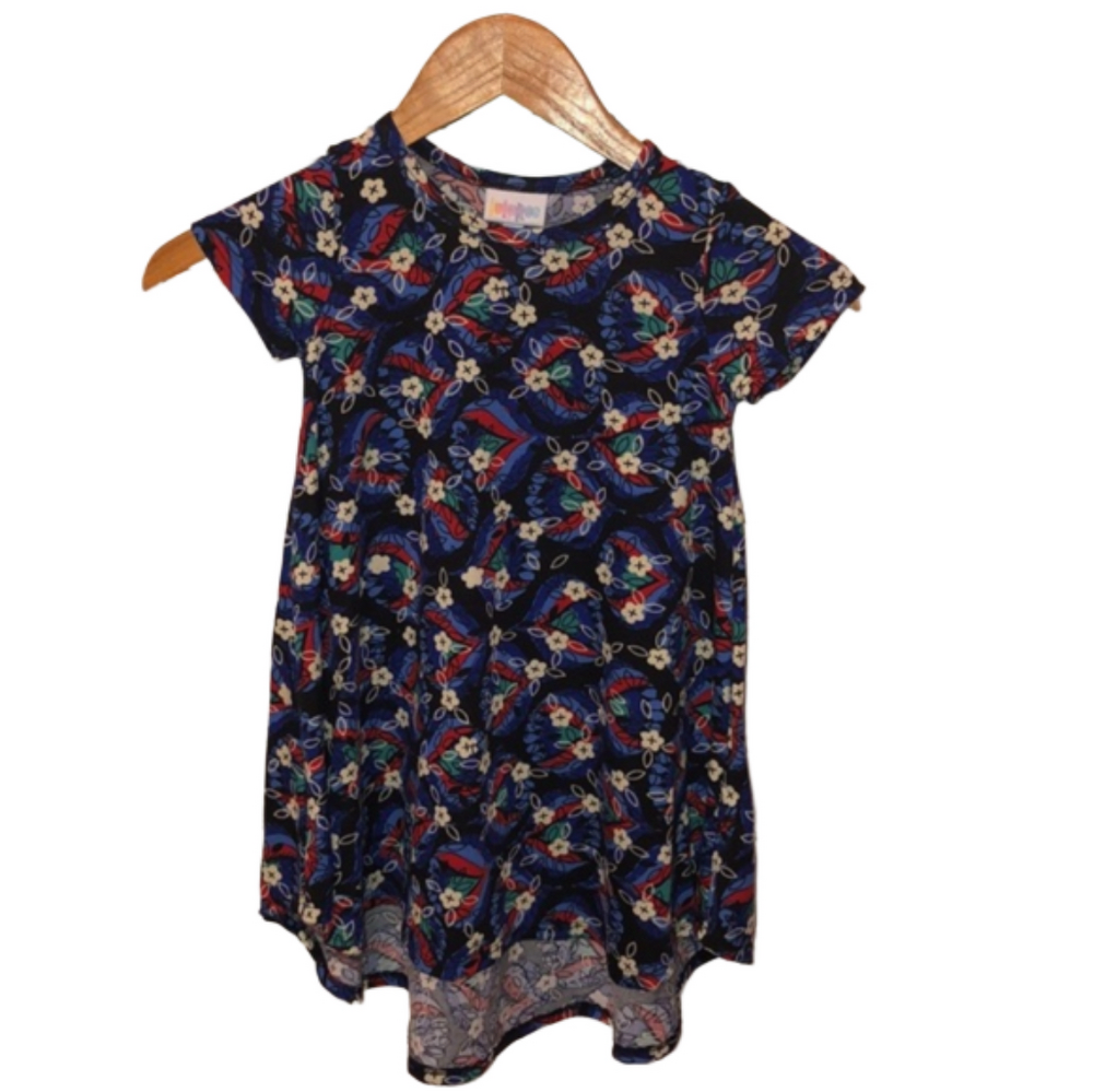 ❤️LulaRoe blue and red girls dress size 4 GUC